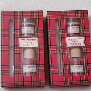 2 NEW TARTAN Michel Design Works Pine Fragrance Diffuser Votive Candle Gift Sets